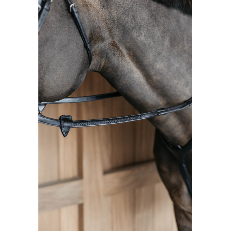 1/2'' Rubber reins with 7 leather loops and plaited finishing - New English Dy'on