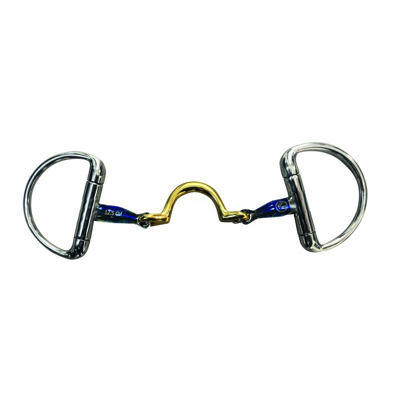 Mors à olives double brisure Blue Steel avec insertion de cuivre et passage de langue