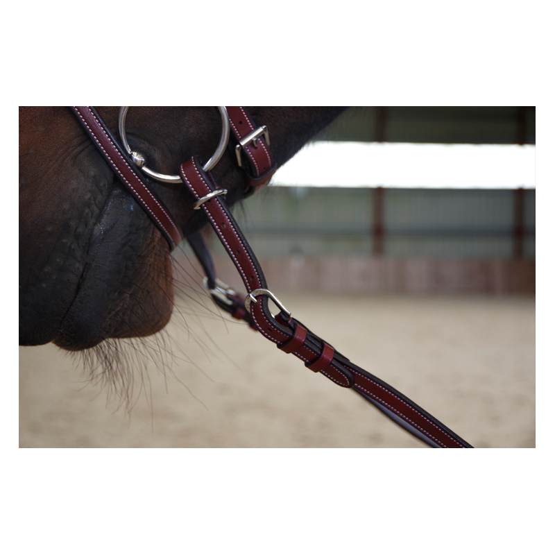 Leather Ajustables reins with handles - Flags and cup