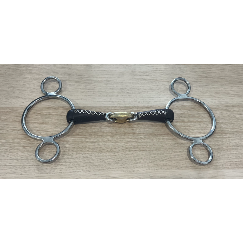 3 rings bit double jointed with leather - Jump"in used