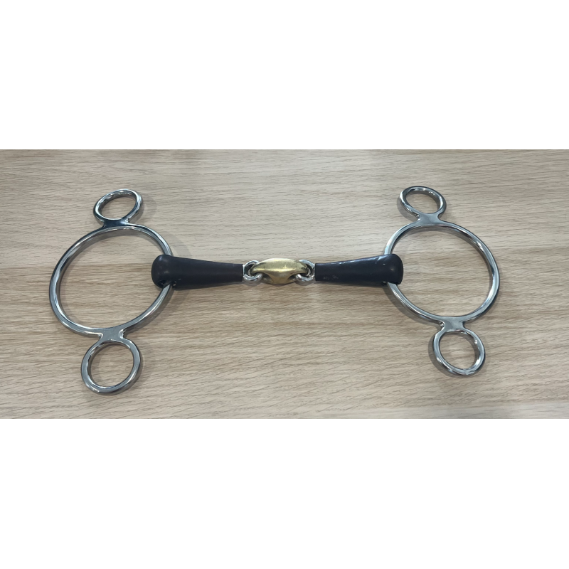 3 rings bit double jointed with leather - Jump"in used
