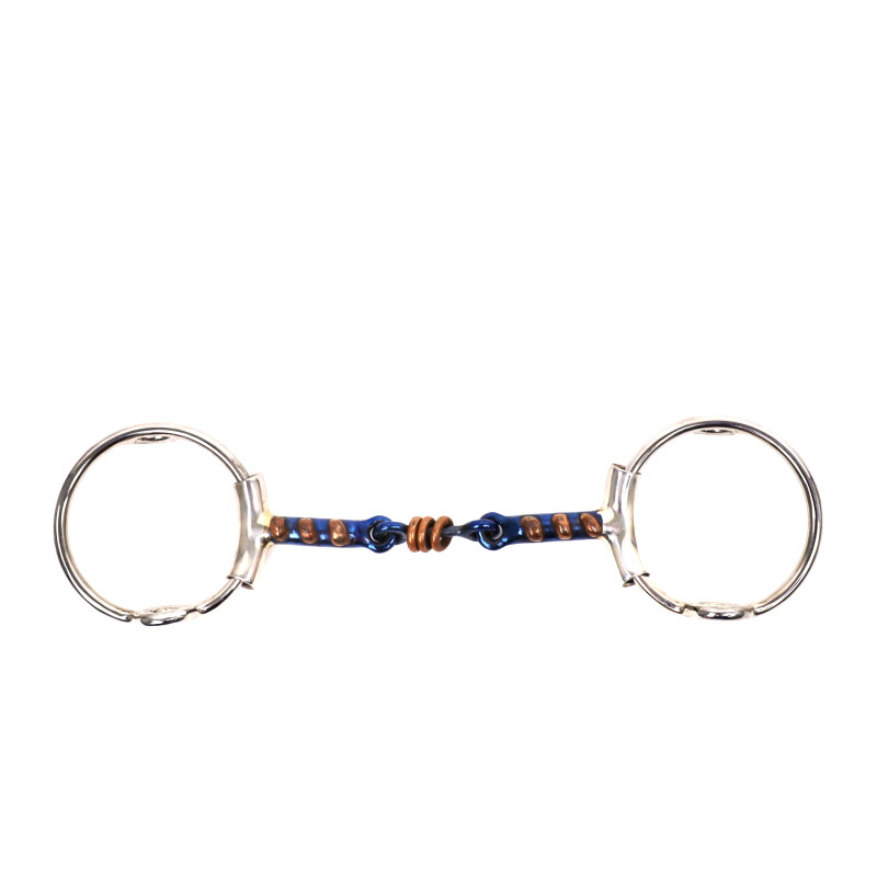 Mors Blue Steel releveur double brisure et incrustation cuivre