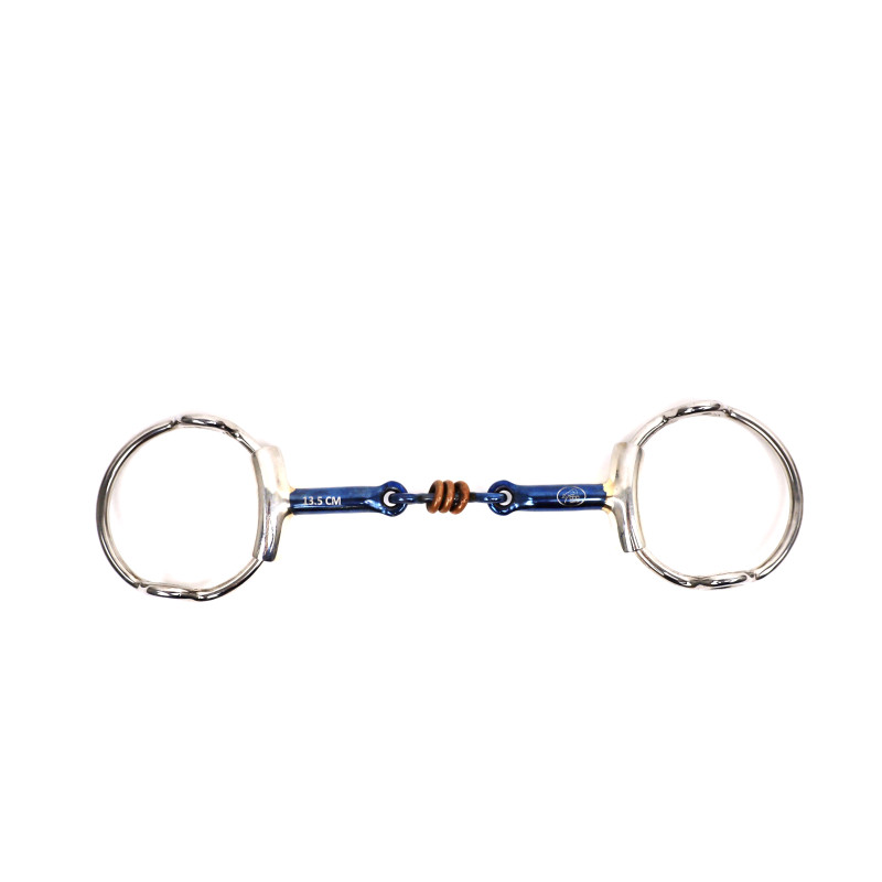 Mors Blue Steel releveur double brisure et incrustation cuivre