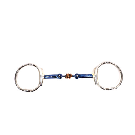 Mors Blue Steel releveur double brisure et incrustation cuivre