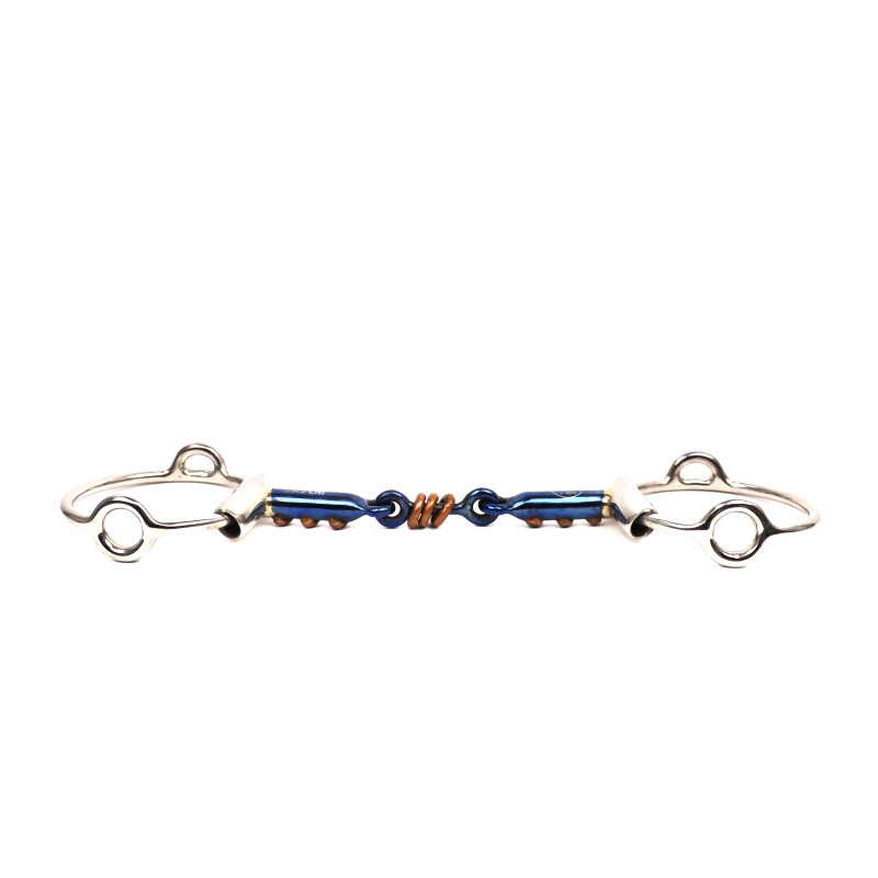 Mors Blue Steel releveur double brisure et incrustation cuivre