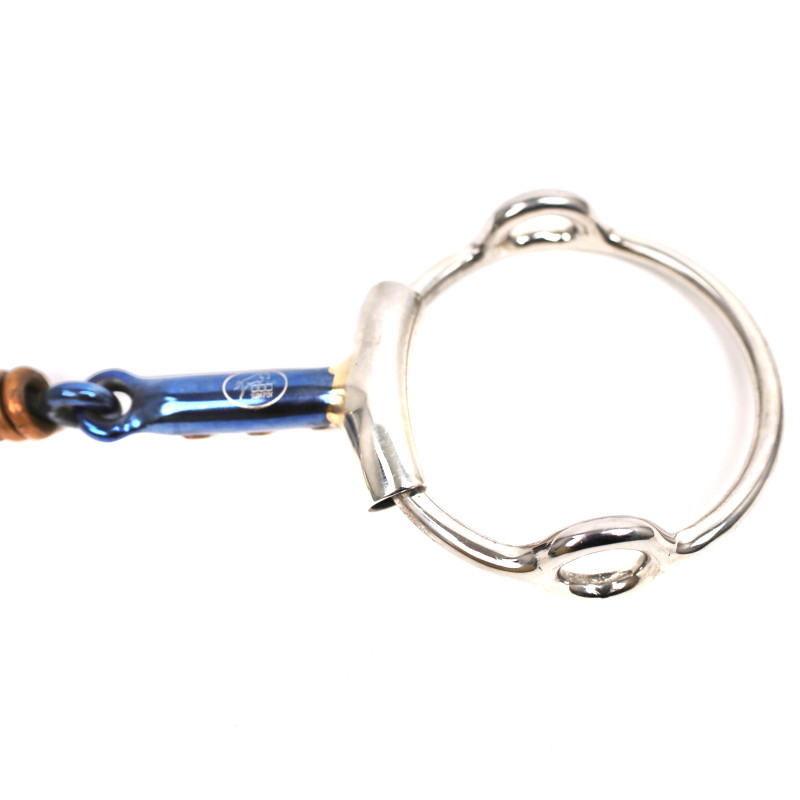 Mors Blue Steel releveur double brisure et incrustation cuivre