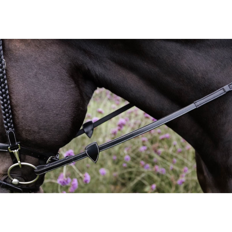 Full leather double bridle reins with 7 stoppers