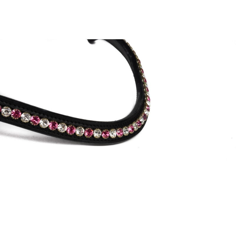 Browband with pink and white stones