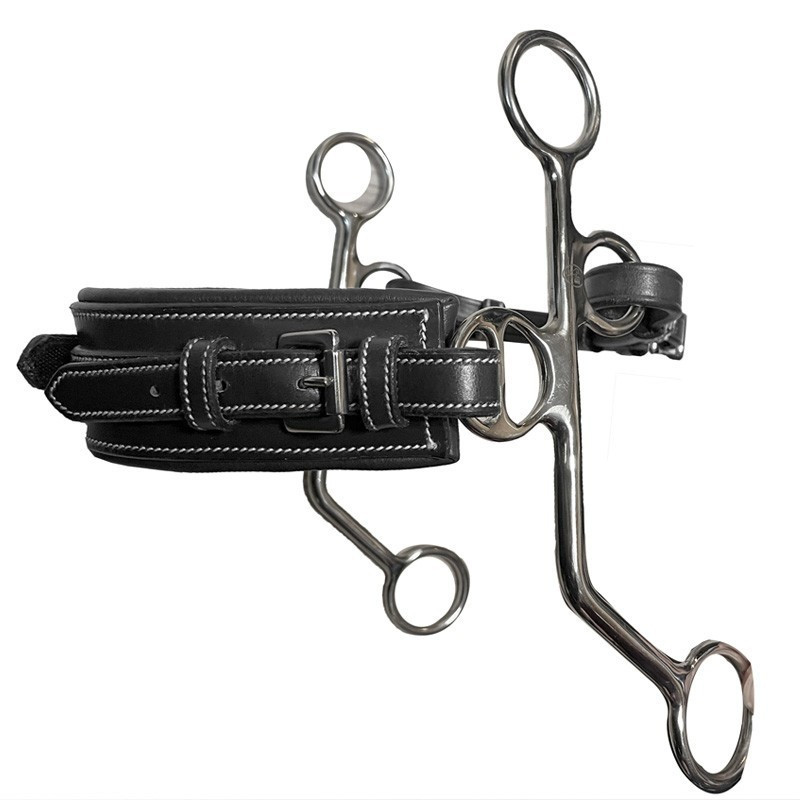 Hackamore cuir branches longues nez rectangle - Jump'in