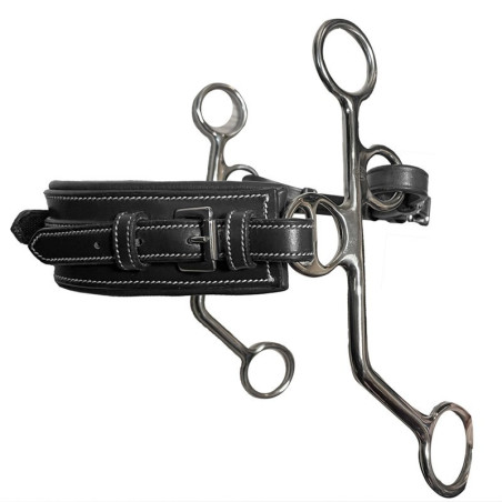 Hackamore cuir branches longues nez rectangle - Jump'in