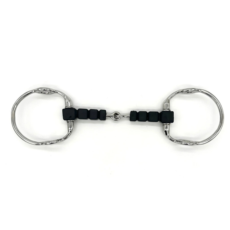 Gag bit single jointed with rubber block AJR