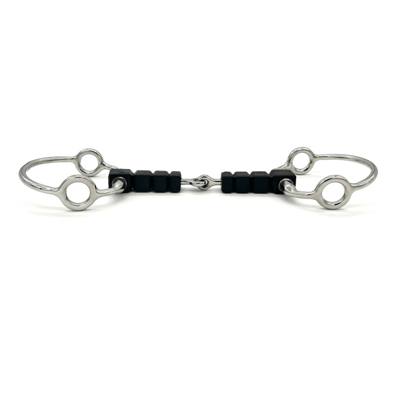 Gag bit single jointed with rubber block AJR