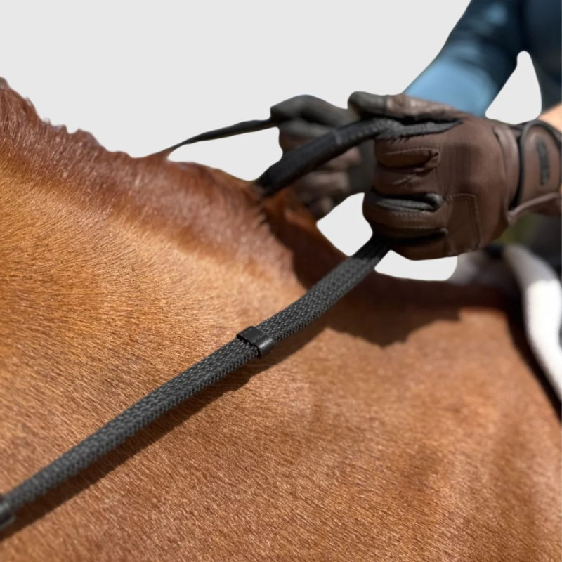 Sure Grip Rubber Rein with leather stops 4" - Correct Connect