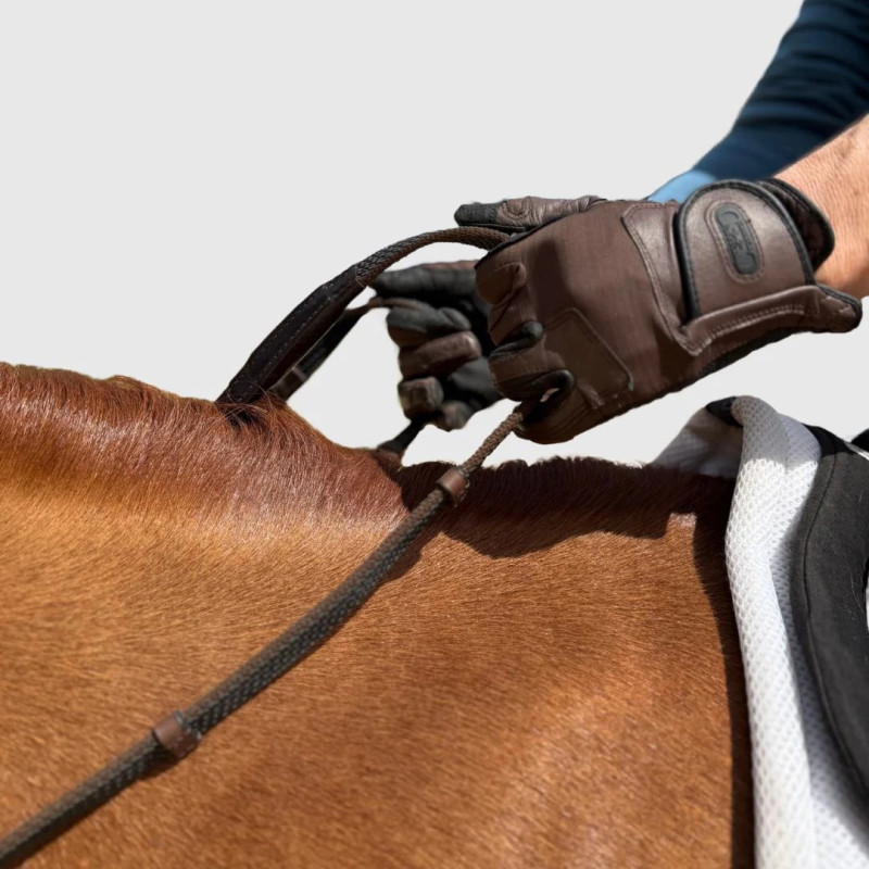 Sure Grip Rubber Rein with leather stops 4" - Correct Connect