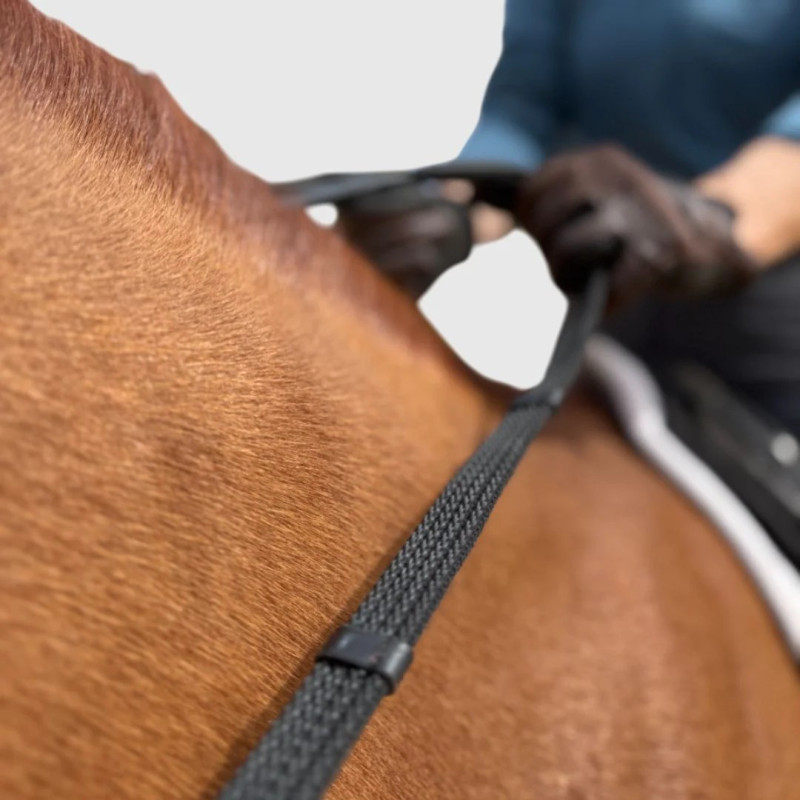 Sure Grip Rubber Rein with leather stops 4" - Correct Connect