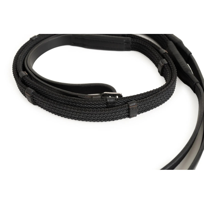 Sure Grip Rubber Rein with leather stops 4" - Correct Connect