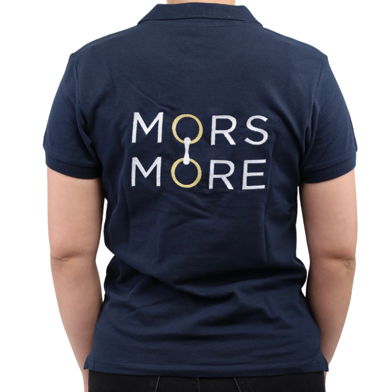 Mors and More navy blue embroidered polo shirt