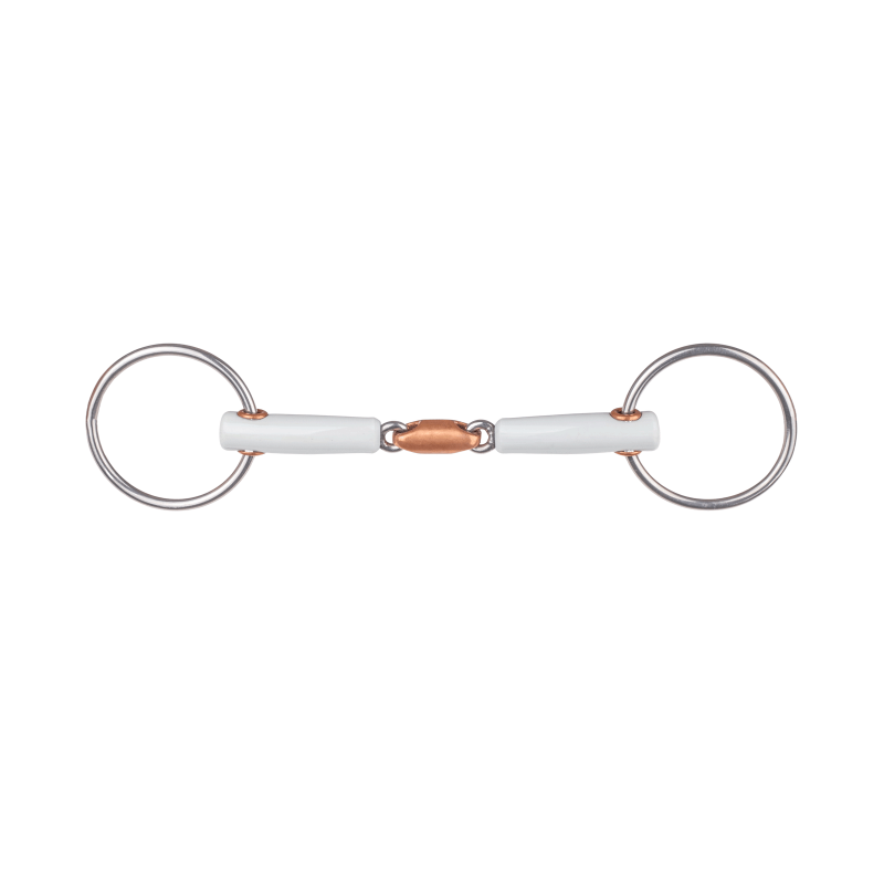Mors filet de bride 2 anneaux double brisure en résine et cuivre Beris Cheval