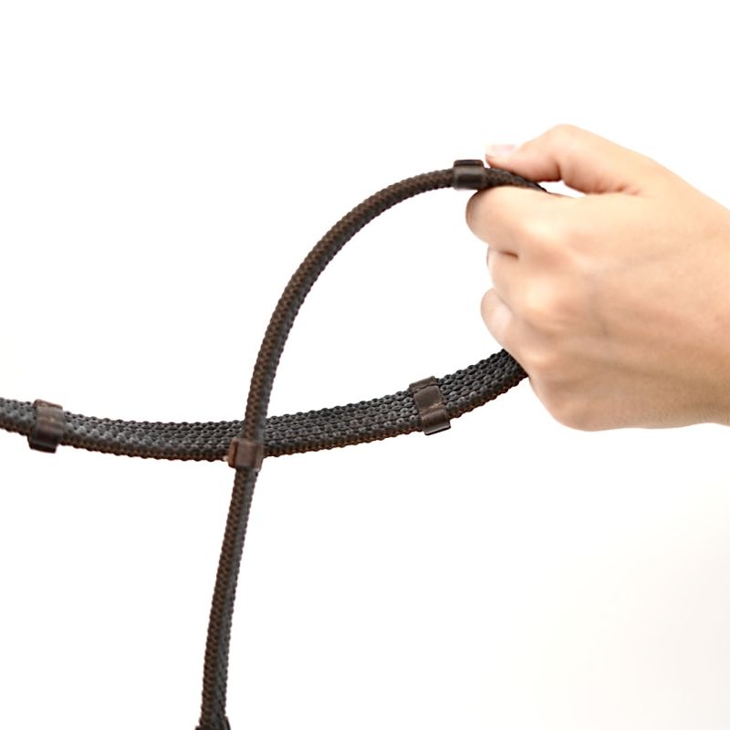 Sure Grip Rubber Rein with leather stops 4" - Correct Connect