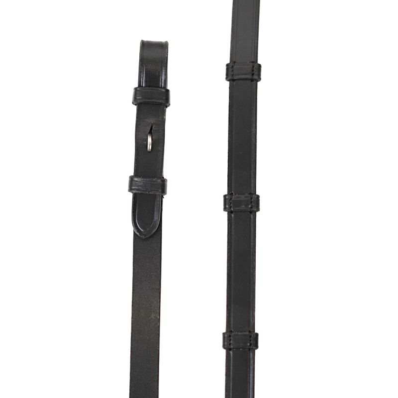 Leather Double Bridle Reins With 7 Leather Loops - New English - Dressage
