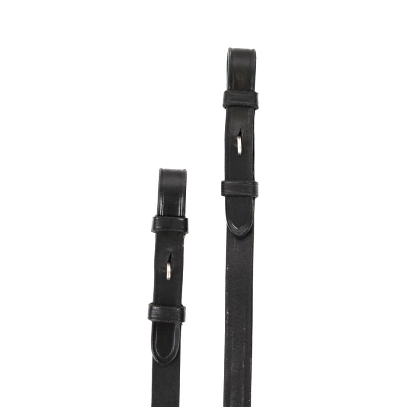 Leather Double Bridle Reins With 7 Leather Loops - New English - Dressage