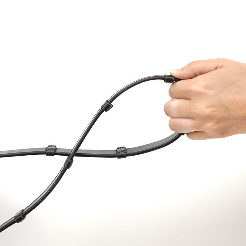 Leather Double Bridle Reins With 7 Leather Loops - New English - Dressage