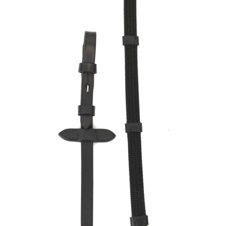 Web reins with leather stopper