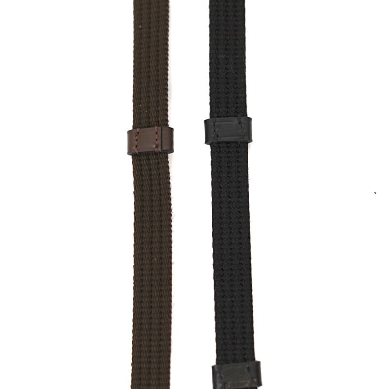 Web reins with leather stopper