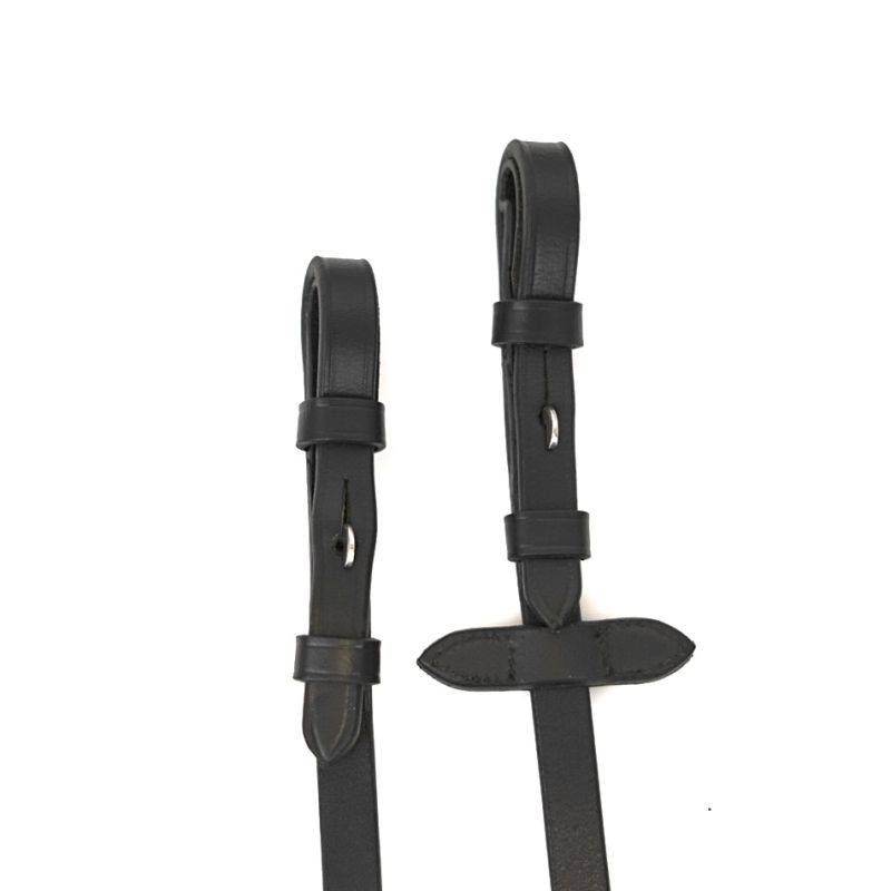 Web reins with leather stopper