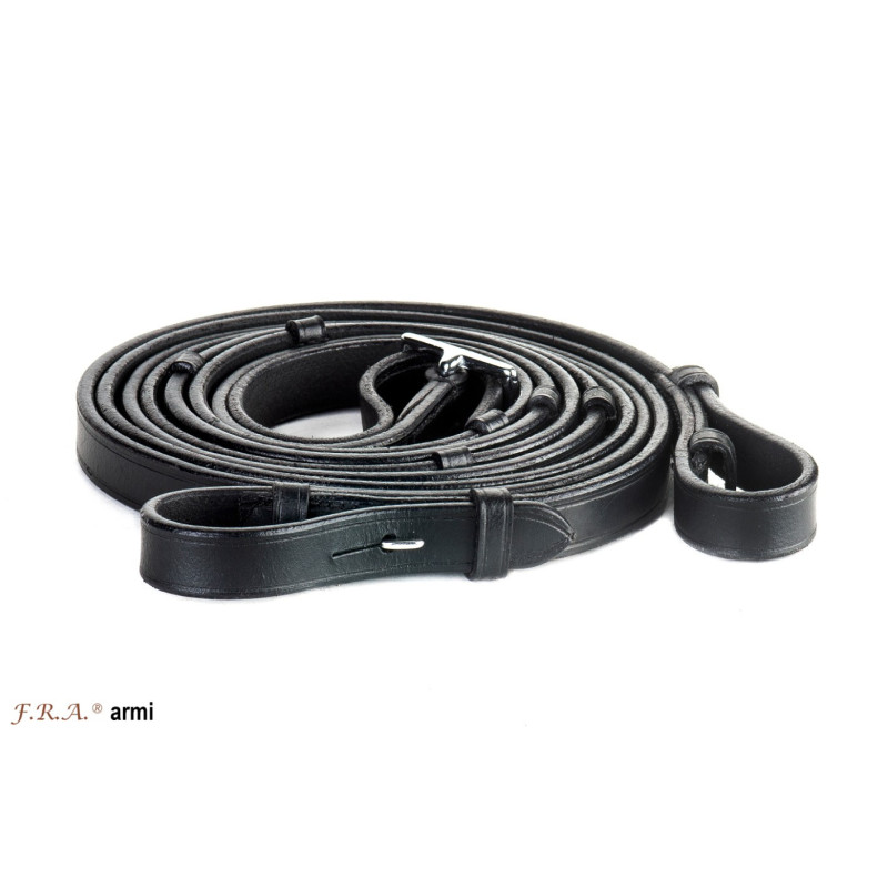 Full leather reins with 3 stoppers - F.R.A | M&M