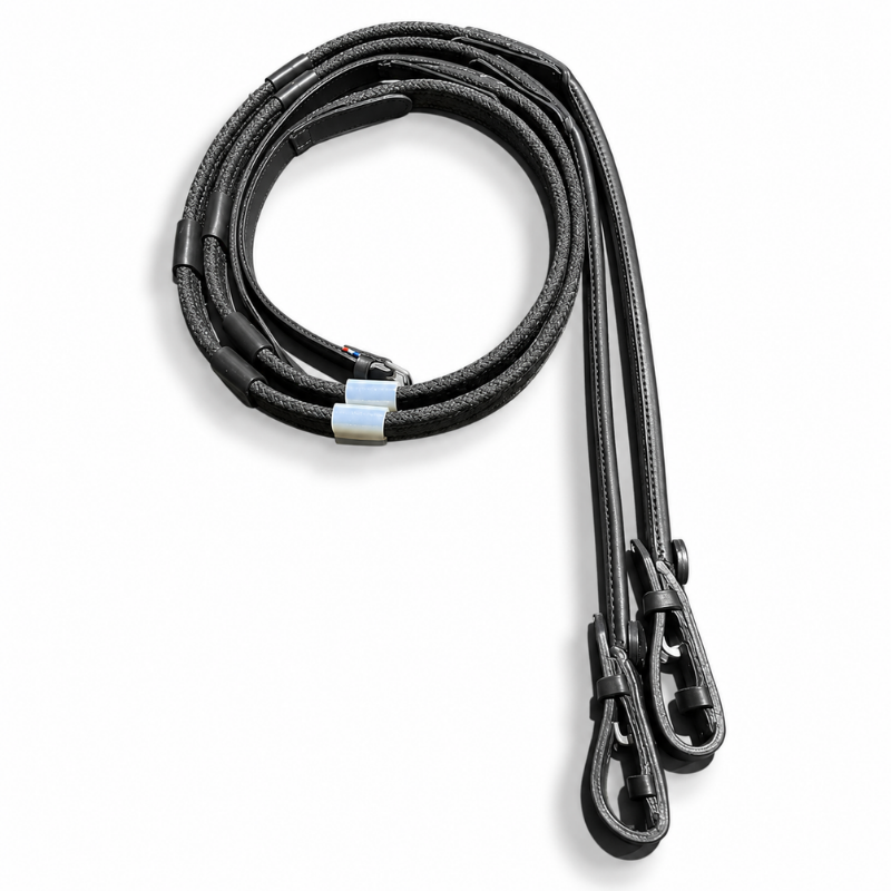 Reins rubber with stopper leather rolled - IHWT | Mors & More