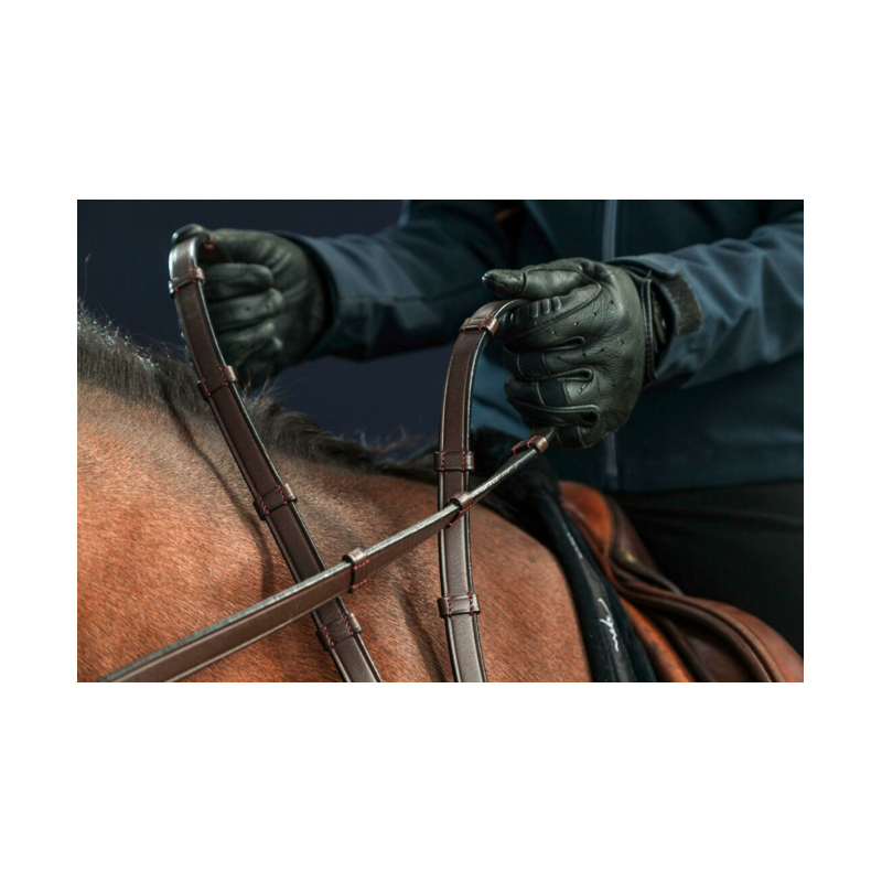 Leather Double Bridle Reins With 7 Leather Loops - New English Dy'on