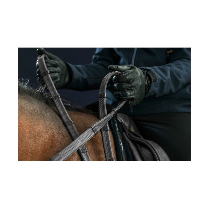 Rubber Reins 1-2 with 7 leather loops - D Collection Dy'on