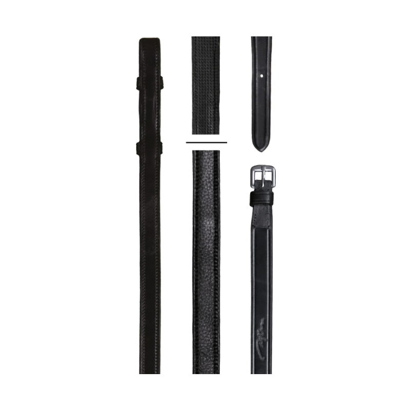 Leather rubber reins - Hunter - Dyon | Mors & More