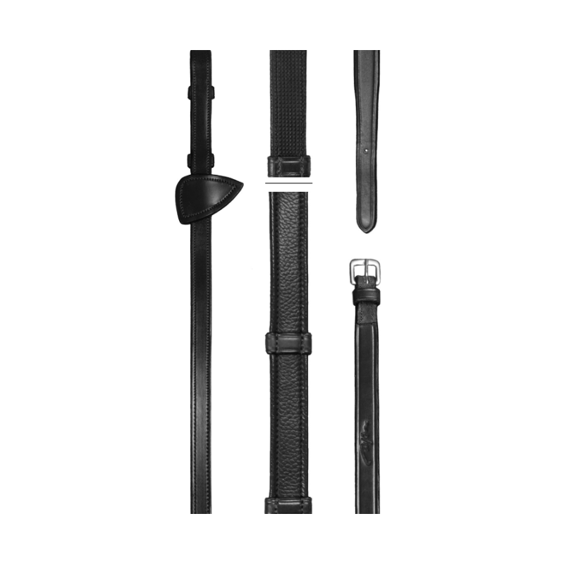 Rênes Hunter cuir Grip avec 7 arrêtoirs New English Dyon