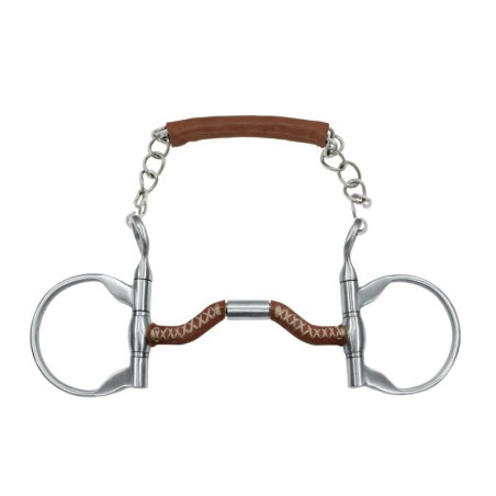 Baucher with tongue port snaffle leather - Metalab | Mors & More