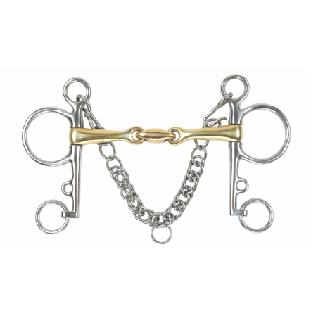 Mors Pelham double brisure en cuivre Shires