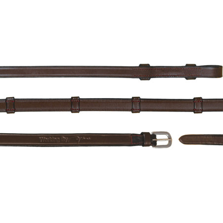 Full leather double bridle reins with 7 stoppers